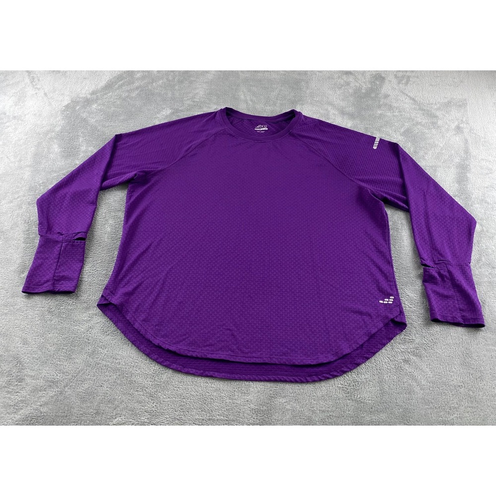 BCG Plus Womens 1X Purple Long Sleeve Athletic Top Thumbholes Mesh Performance